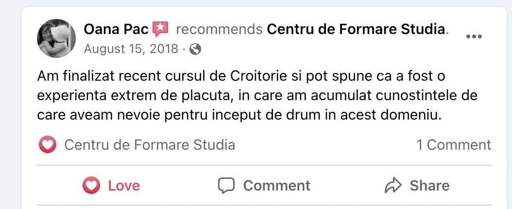 Recenzie cursantă Studia 8