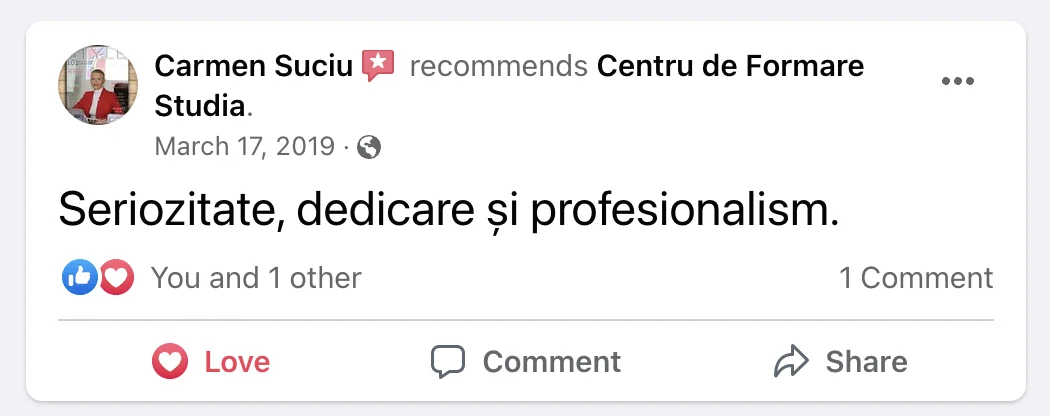Recenzie cursantă Studia 14