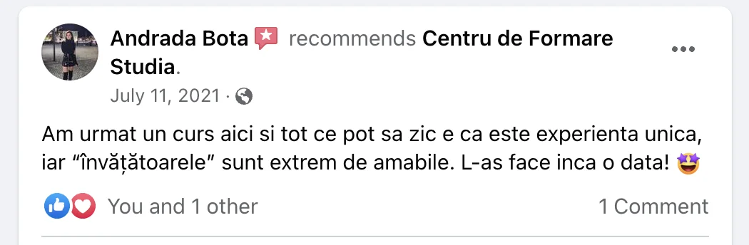 Recenzie cursantă Studia 6