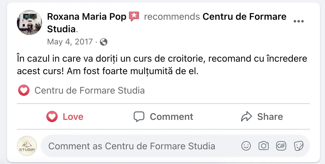 Recenzie cursantă Studia 16