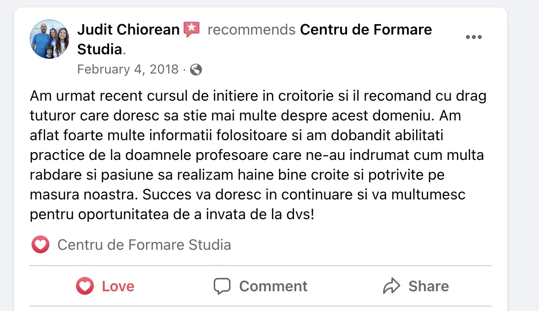 Recenzie cursantă Studia 4
