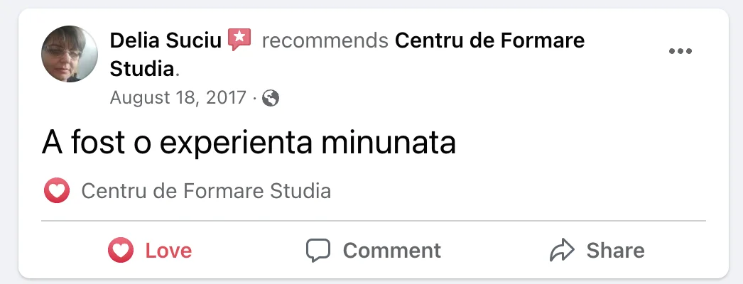 Recenzie cursantă Studia 1